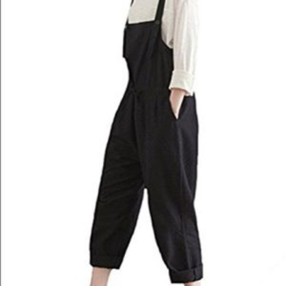 baggy black overalls